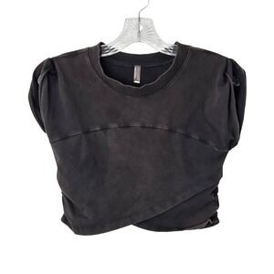 Free People Movement Sz S Faded Black Hot Shot Cropped T Shirt Womens Athleisure